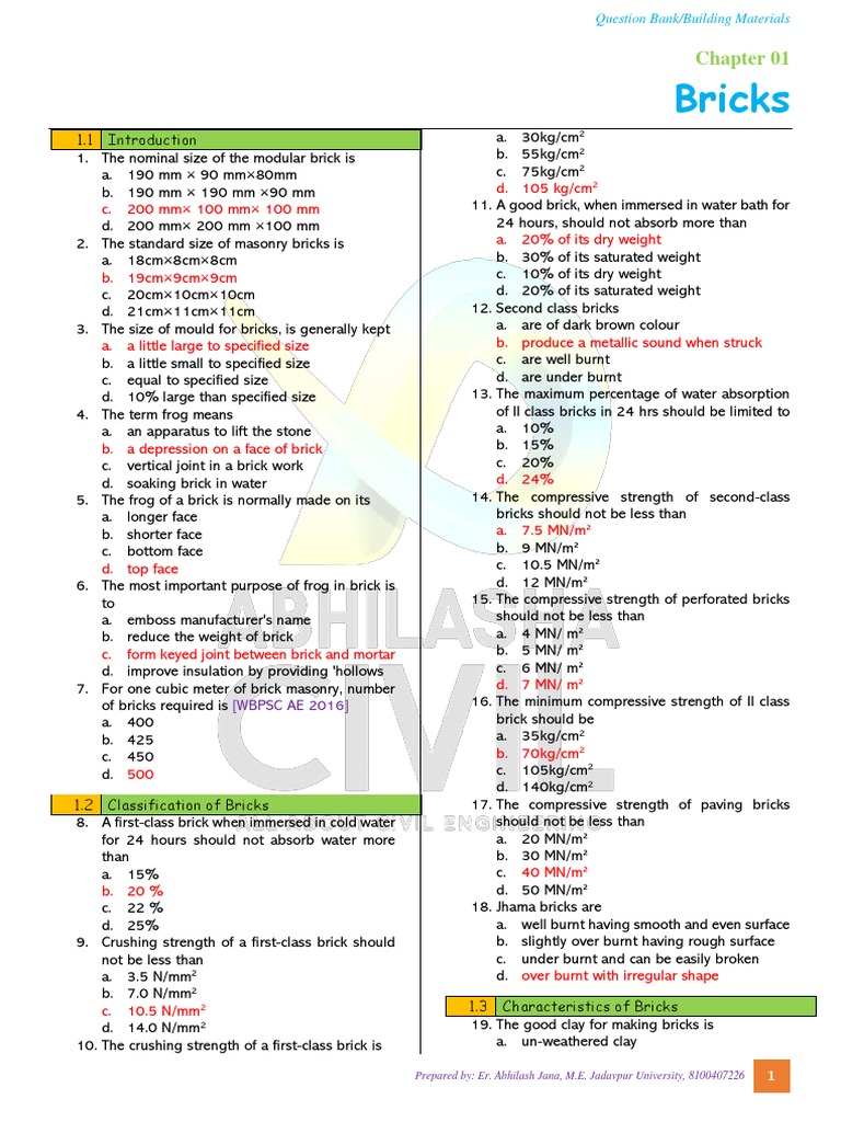 Building Materials Question Bank PDF PDF Rock (Geology