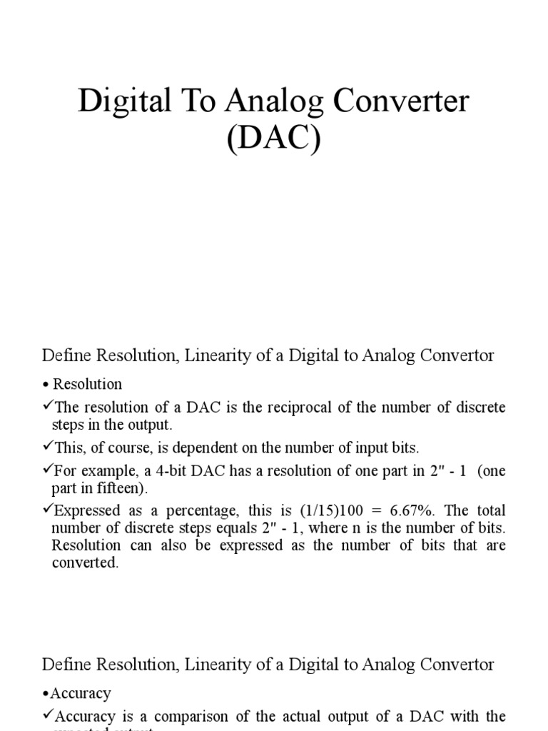 Digital To Analog Converter (DAC) | PDF | Teaching Methods & Materials ...