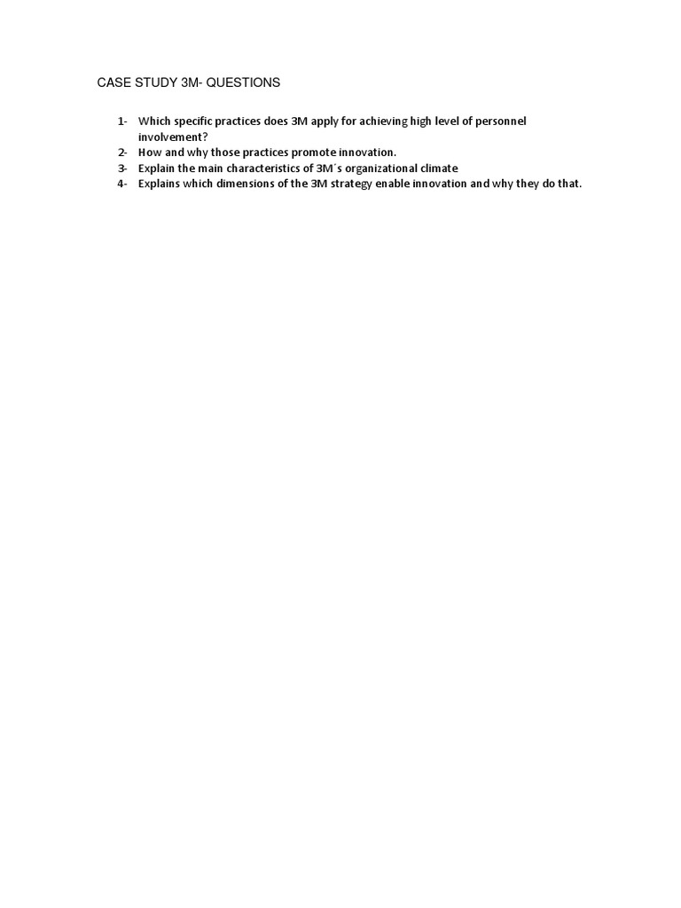 Case Study 7 - 3M - Questions PDF | PDF
