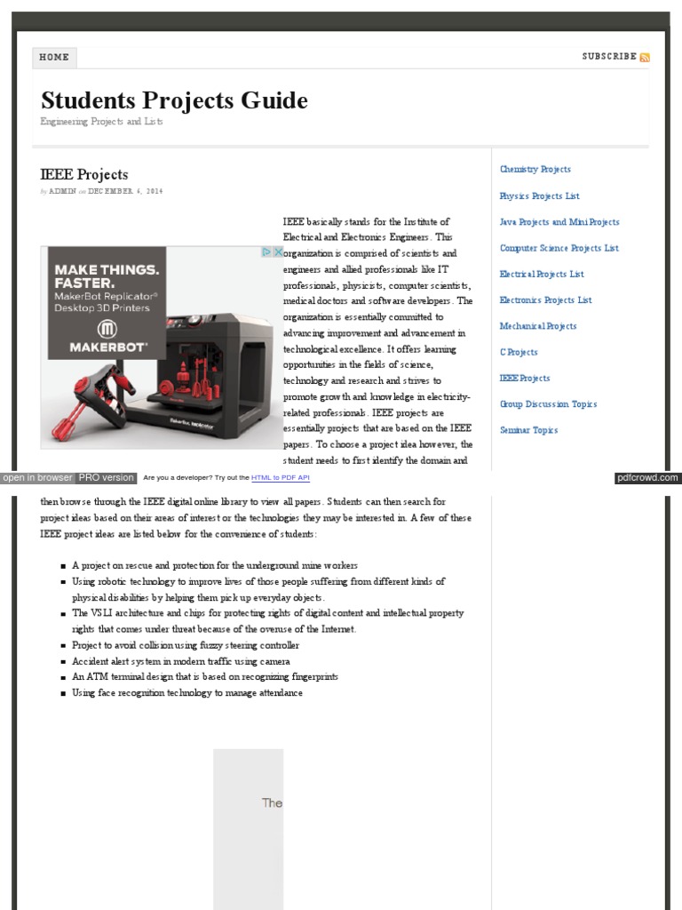IEEE Project Ideas for Students | PDF | Institute Of Electrical And ...