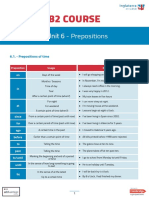 B2 Course: Unit 6 - Prepositions