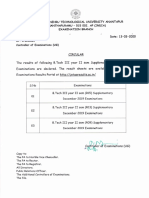 B.Tech III II Results Declared Circular