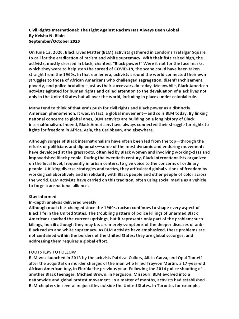Global Roots of Black Lives Matter | PDF | Black Lives Matter | Pan ...