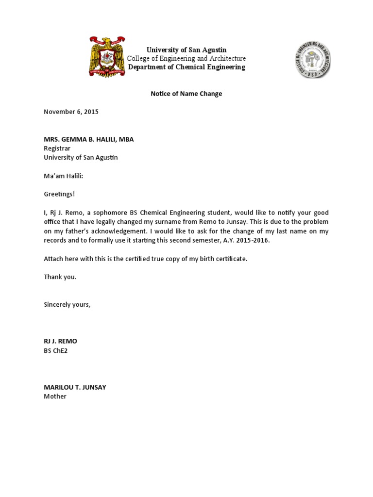 Notice of Name Change | PDF