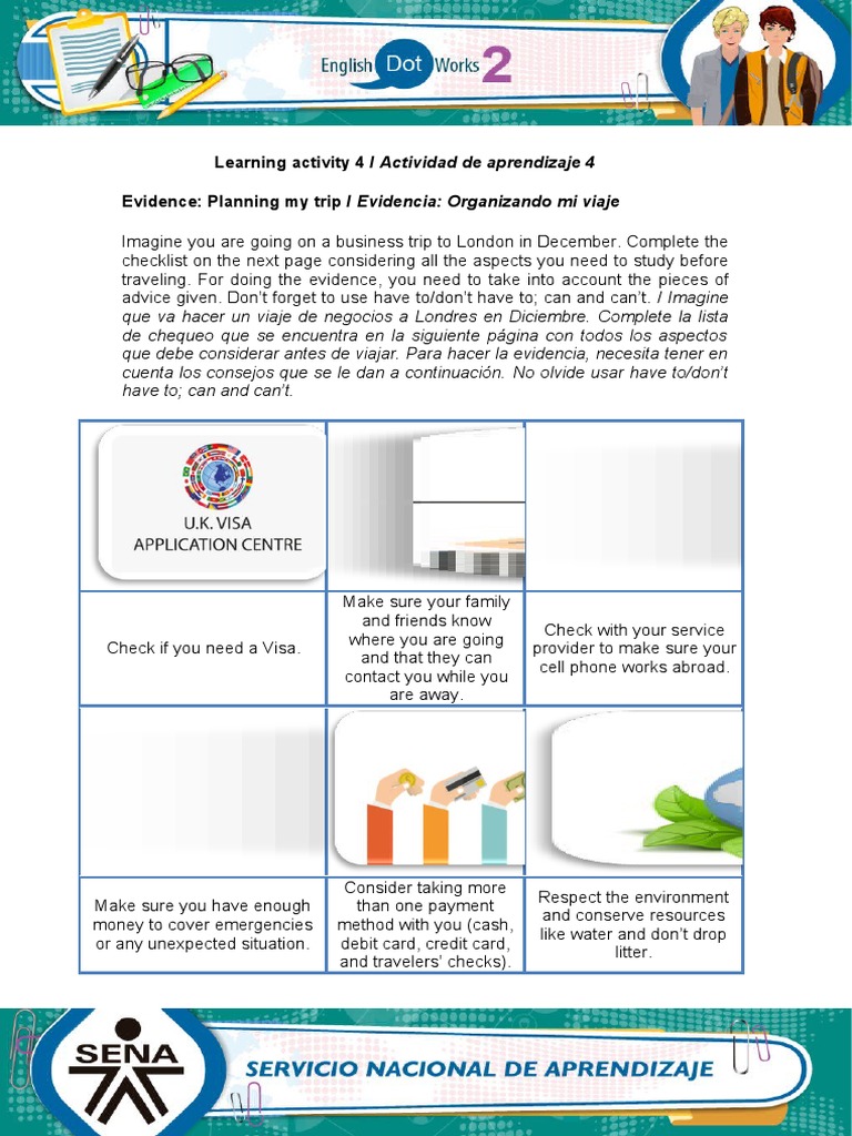 Learning Activity 4 / Actividad de Aprendizaje 4 Evidence: Planning My ...