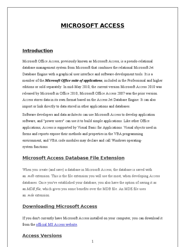 Microsoft Access | PDF | Microsoft Access | Computer Engineering