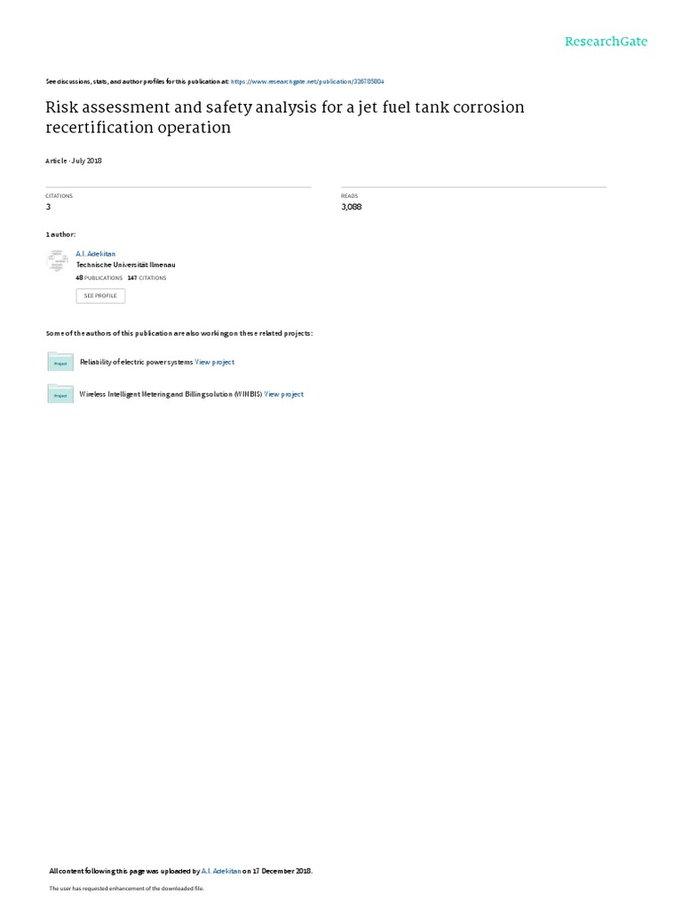 Riskassessmentandsafetyanalysisforajetfueltank PDF | PDF | Jet Fuel ...