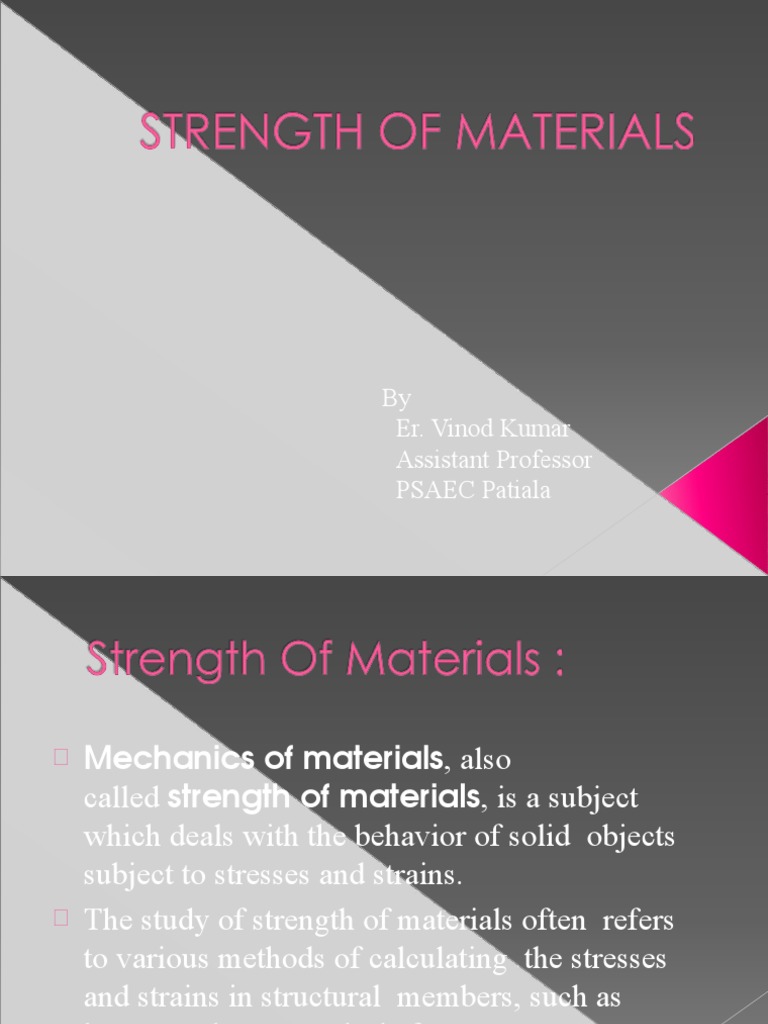 Introduction To Strength of Materials PDF Strength Of Materials