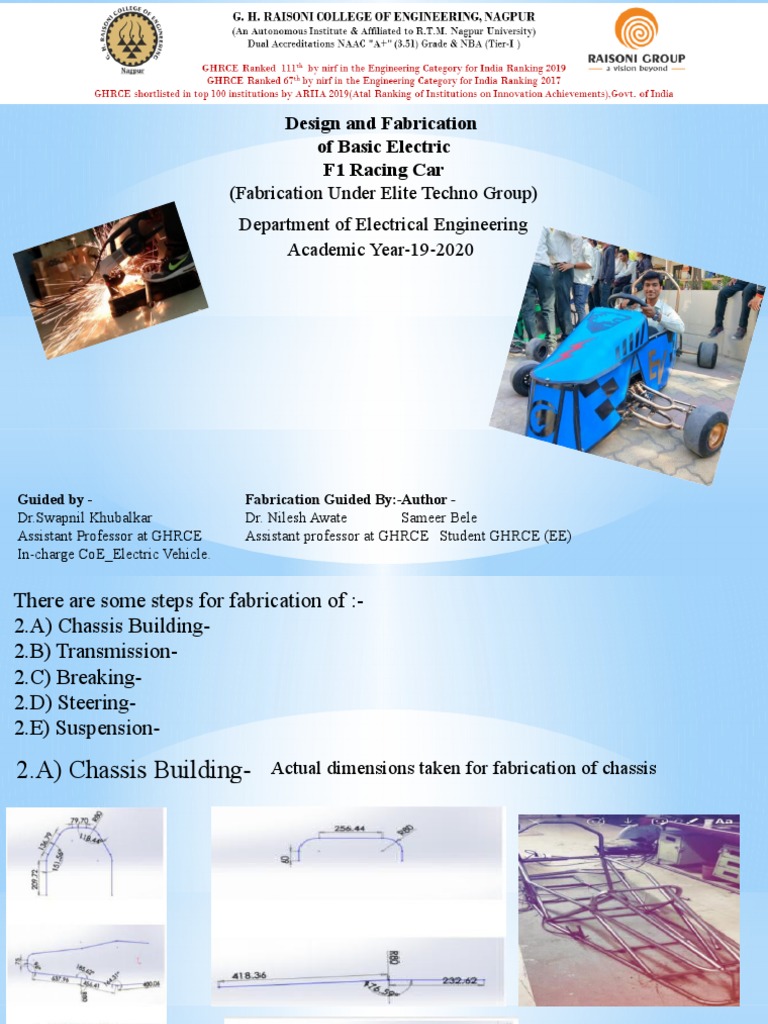 Design and Fabrication of a Basic Electric Formula 1 Racing Car