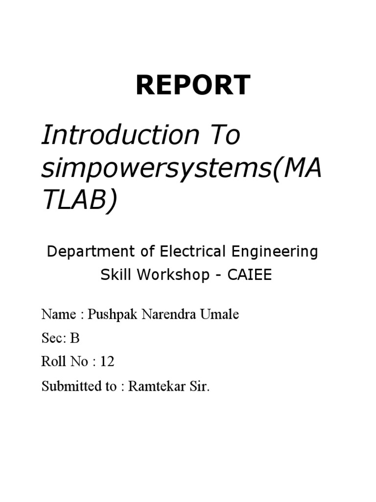Introduction To Simpowersystems (MA Tlab) | PDF | Technology & Engineering