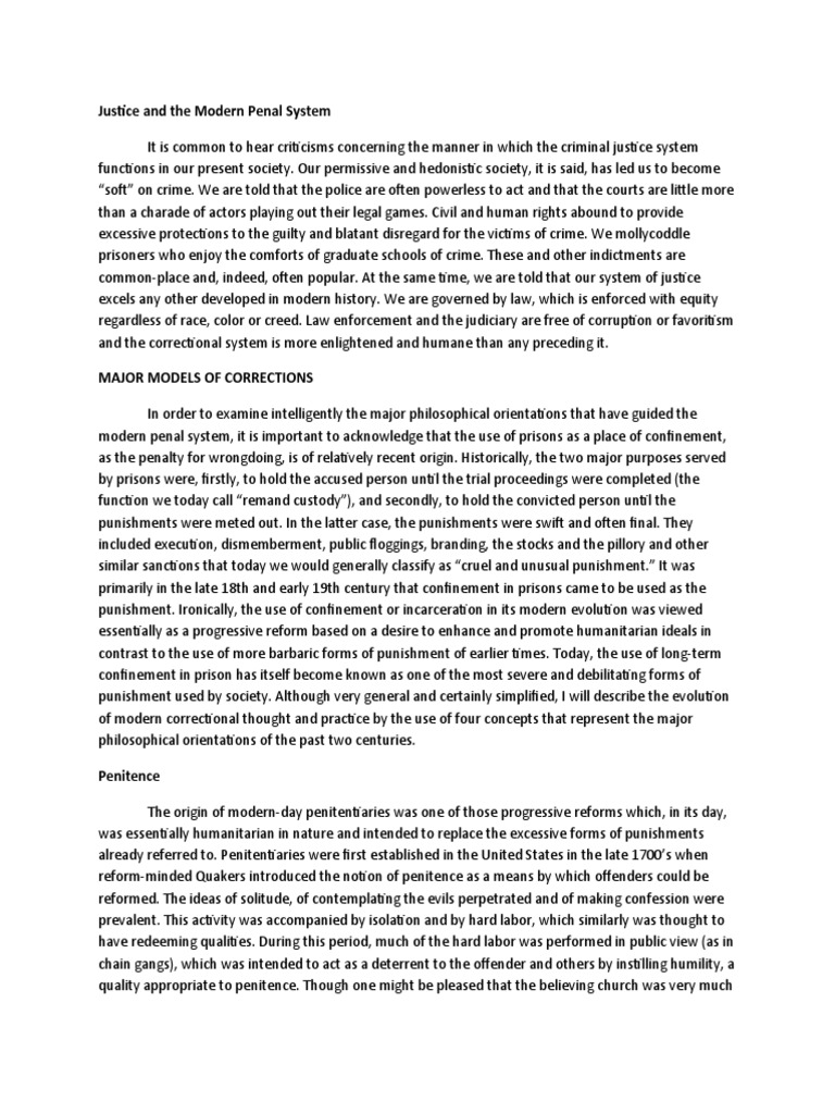 Evolution of the Modern Penal System | PDF | Prison | Penal Labour