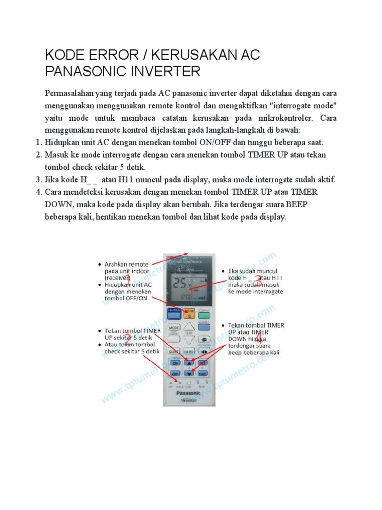 KODE ERROR PADA AC PANASONIC INVERTER Let's Learn, 52 OFF