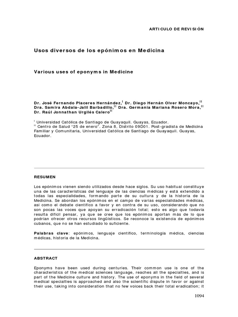 Usos de epónimos en Medicina | PDF | Unión internacional de Química ...