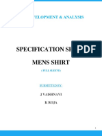 Specification Sheet Mens Shirt: Product Development & Analysis