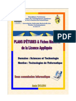 PLAN D'ETUDES TECHNOLOGIES DE L'INFORMATIQUE SEPTEMBRE 2014