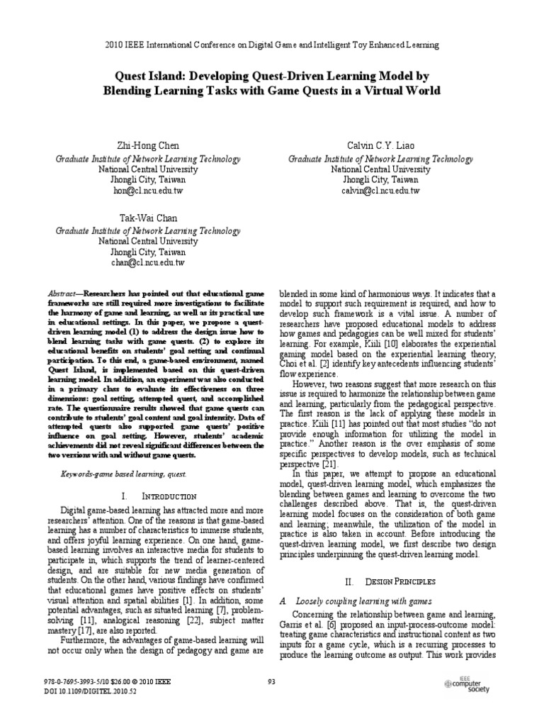 Quest Island: Developing Quest-Driven Learning Model by Blending ...