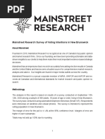 Mainstreet Research Survey of Voting Intentions in New Brunswick