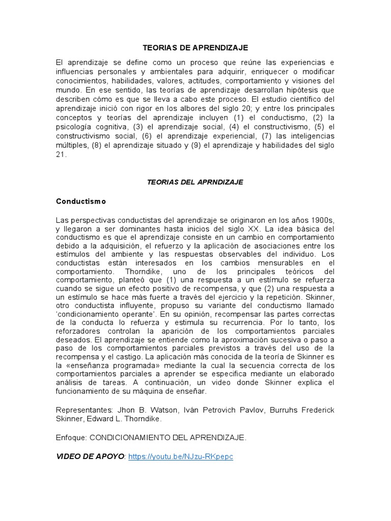 Ejemplos de Cognitivismo en Aprendizaje | PDF | Constructivismo ...
