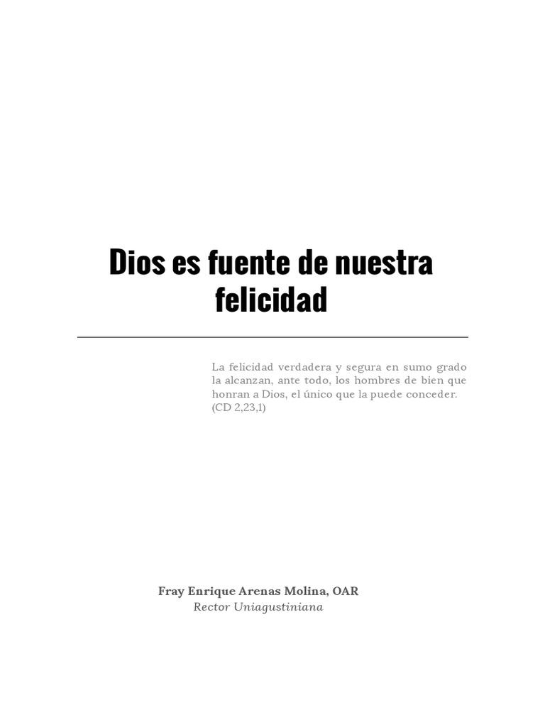 Dios: Clave de la Verdadera Felicidad | PDF | Agustín De Hipopótamo ...