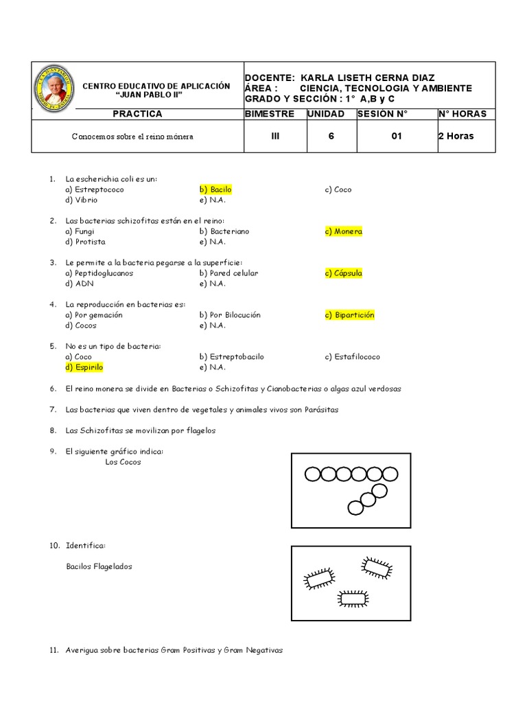 El Reino Monera - Practica | PDF | Bacterias Gram Positivas | Las bacterias