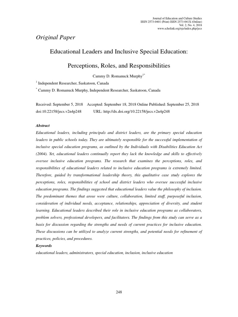 Educational Leaders in Inclusive Education | PDF | Inclusion (Education ...