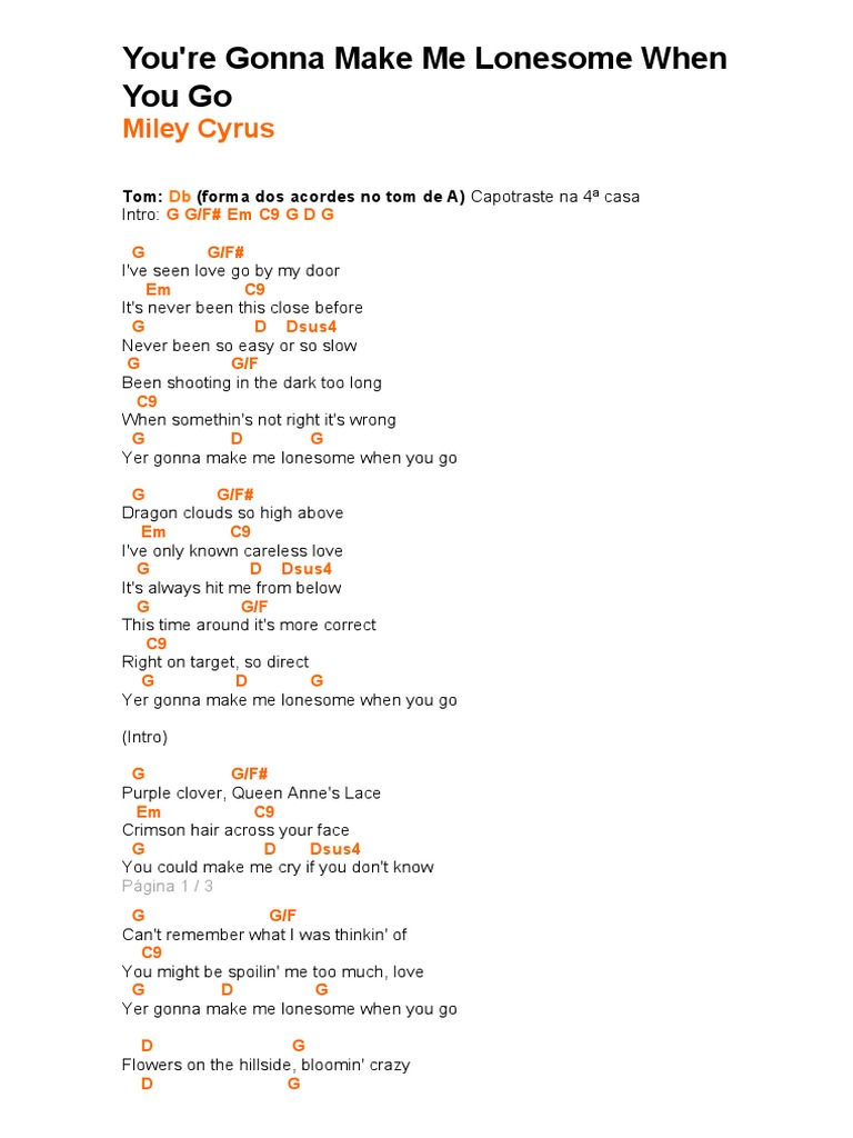 You're Gonna Make Me Lonesome When You Go PDF