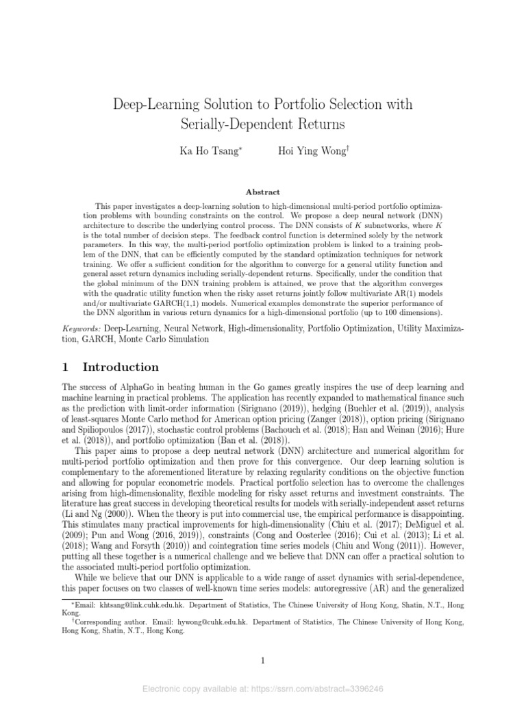 Deep Learning for Portfolio Optimization | PDF | Deep Learning ...