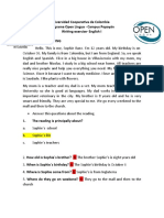 Universidad Cooperativa de Colombia Programa Open Lingua - Campus Popayán Writing Exercise-English I Task I: Reading