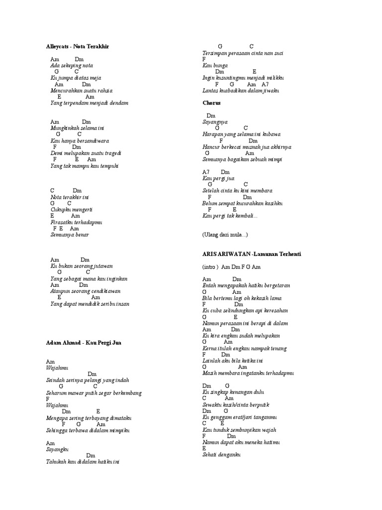 Bunga Terakhir Chord Chord Bunga Kunci Lirik Chords Gitar Batak
