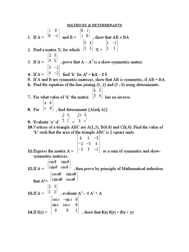 Matrices Determinants | PDF | Matrix (Mathematics) | Determinant