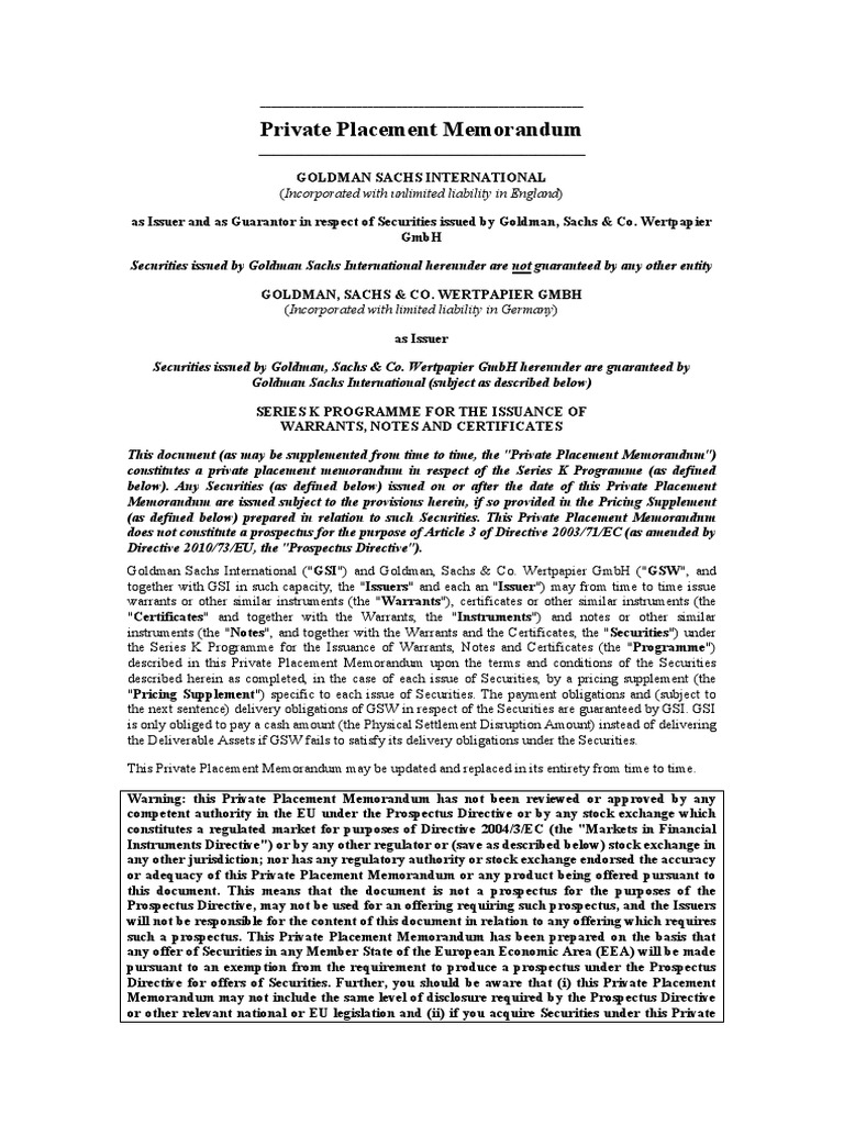 Private Placement Memorandum Template 05 PDF | PDF | Securities Act Of ...