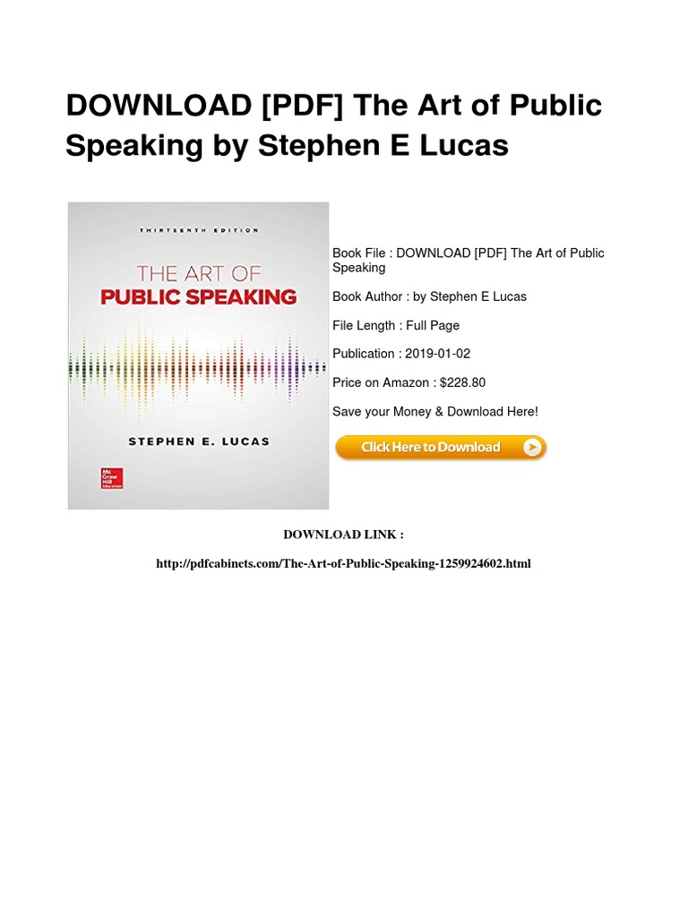 (PDF) The Art of Public Speaking by Stephen E Lucas | PDF | World Wide ...