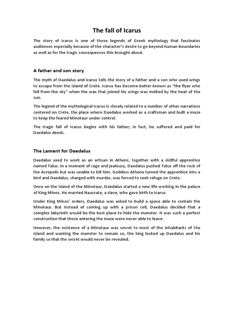 The tragic fall of Icarus | PDF | Minotaur