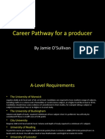 Career Pathway For A Producer: by Jamie O'Sullivan