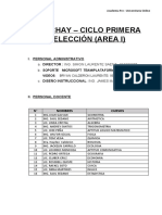 Umachay - Ciclo Primera Selección (Area I)