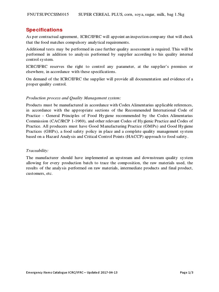 Specifications: Production Process and Quality Management System | PDF ...