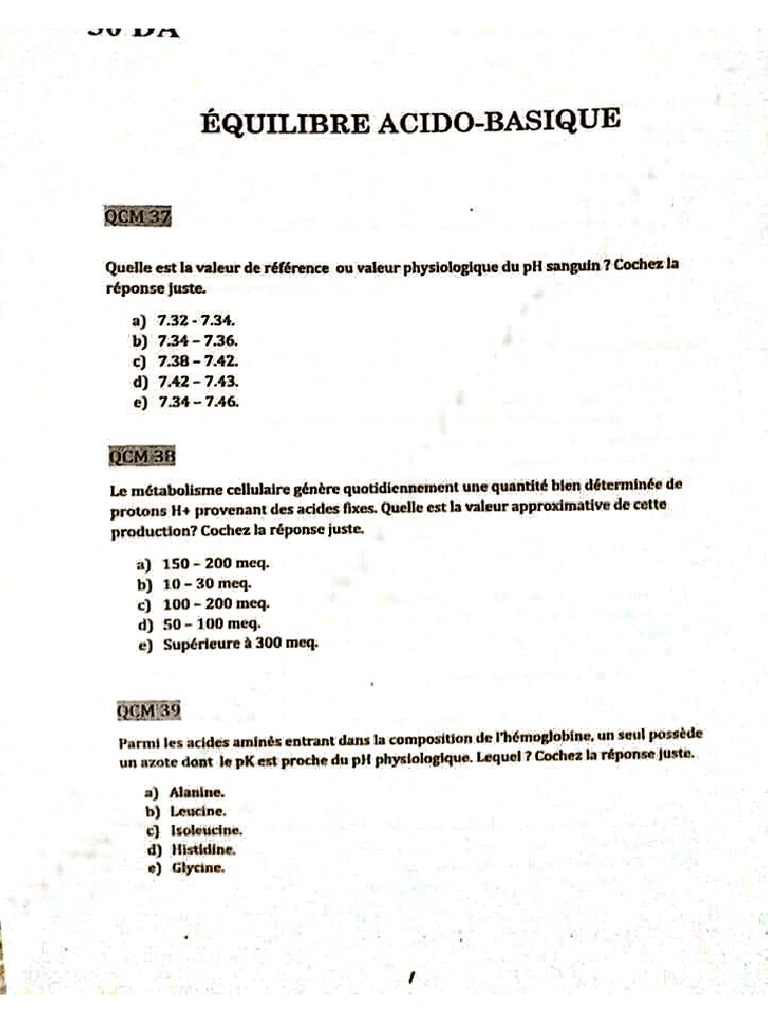 QCM Biochimie PDF | PDF