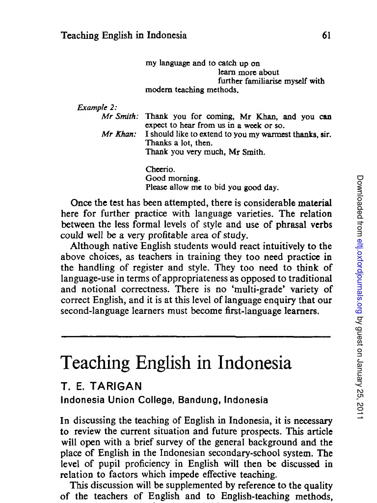 Challenges of Teaching English in Indonesia | PDF