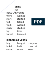 Verbs List Regular Verbs Work Worked Start Started Talk Talked Walk Walked Study Studied Try Tried Travel Traveled