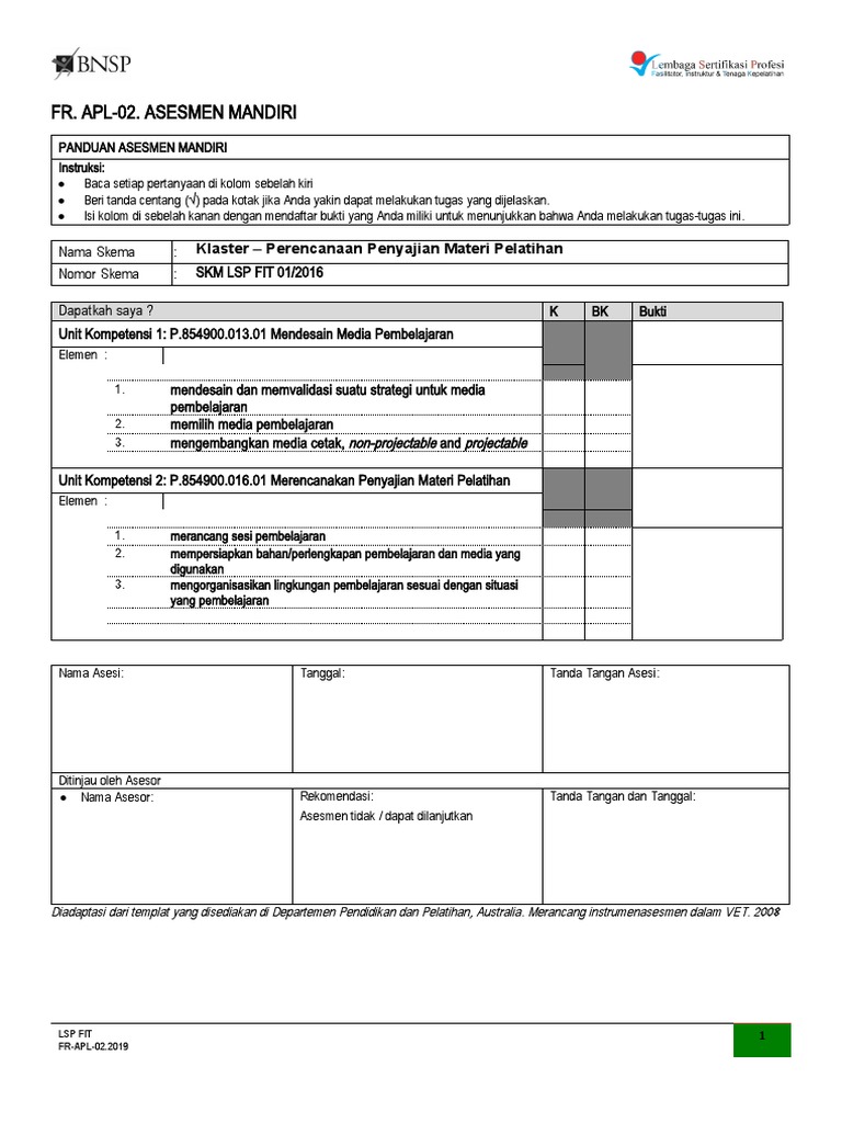 Fr Apl 02 Asesmen Mandiri Perencanaan Pdf