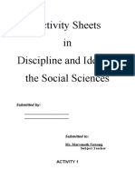 Activity Sheets in Discipline and Ideas in The Social Sciences