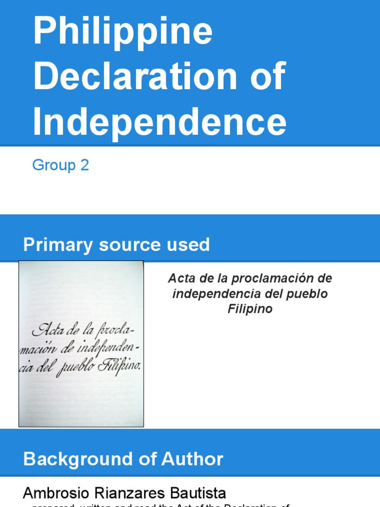 Philippine Independence Declaration 1898 | PDF | Spanish East Indies ...