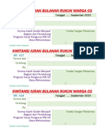 Kwitansi Iuran Bulanan Rukun Warga 03