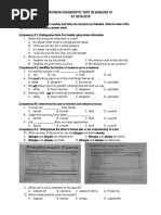 Division Diagnostic Test in English 10