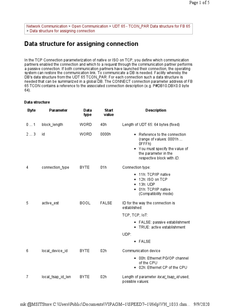 UDT 65 TCON_PAR Structure Overview | PDF | Transmission Control ...