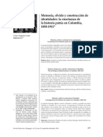 Artículo - Memoria, Olvido y Construcción de Identidades La Enseñanza de La Historia Patria en Colombia, 1850-1911 PDF