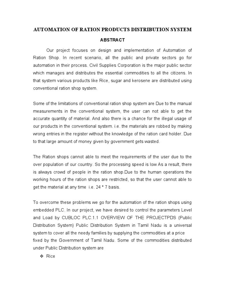 Automation of Ration Products Distribution System | PDF | Rationing ...