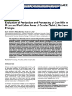 Evaluation of Production and Processing of Cow Milk in Urban and Peri-Urban Areas of Gondar District, Northern Ethiopia