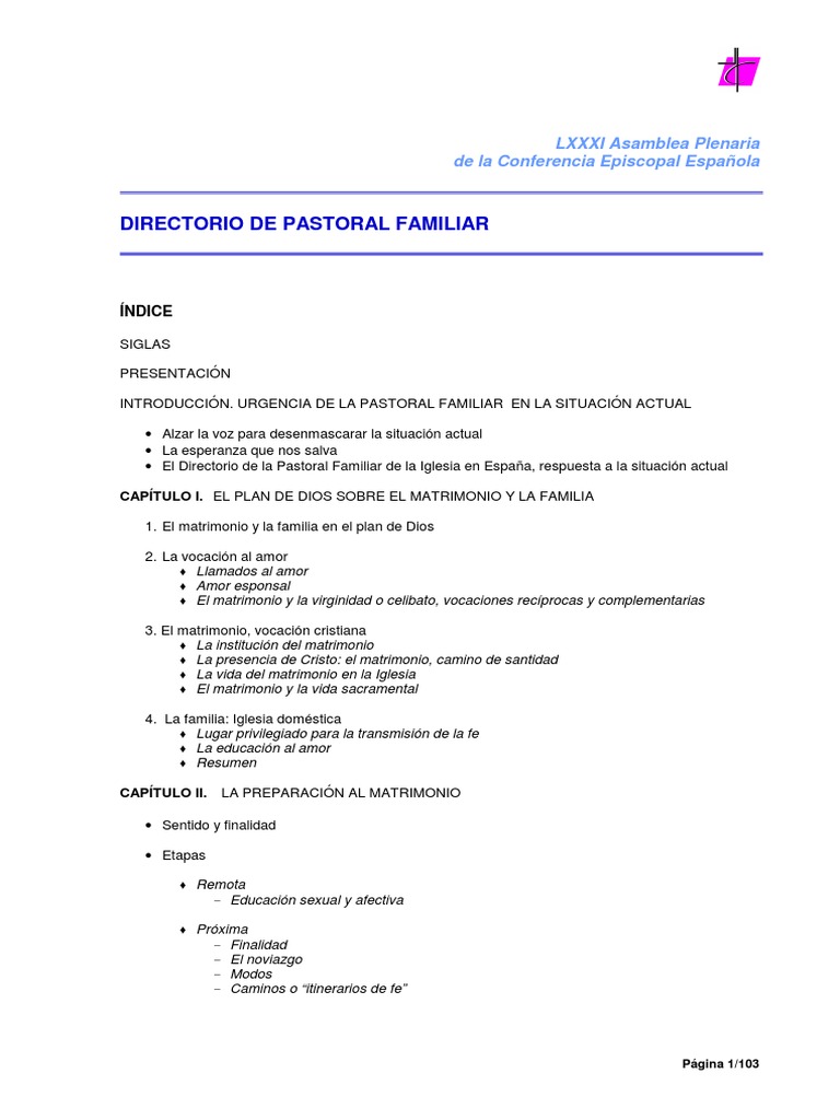 Directorio de Pastoral Familiar IPUC | PDF | Familia | Iglesia Católica