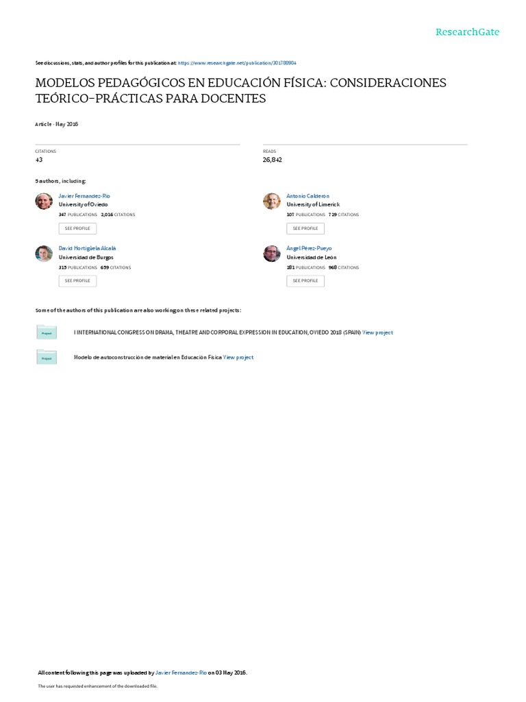 Modelos Pedagógicos en Educación Física | PDF | Plan de estudios | Maestros